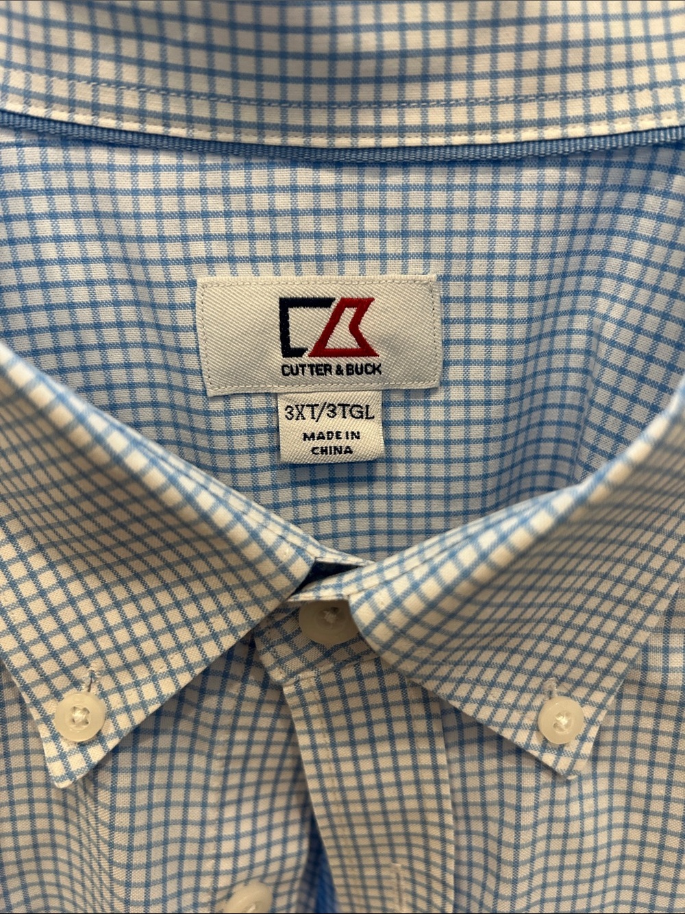 Cutter & Buck Light Blue Micro-Check Button-Down Shirt - Picture 2 of 4